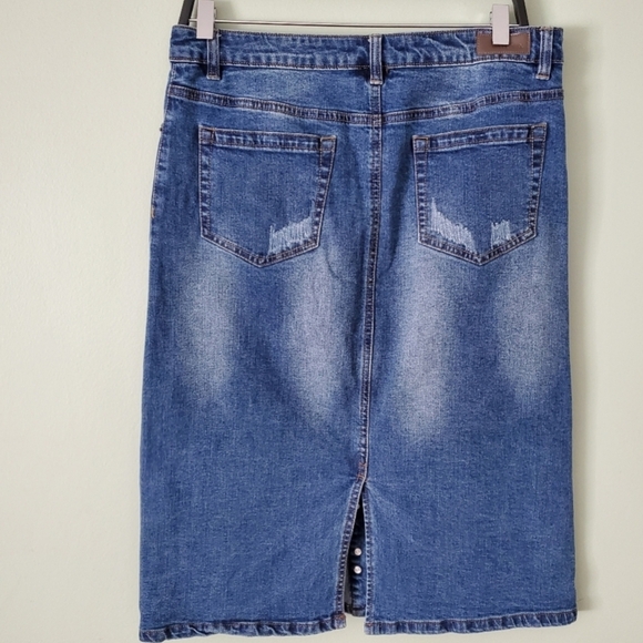 Kenneth Cole midi jean skirt size 10 - Picture 3 of 5